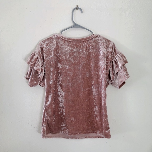 Pink velvet ruffle blouse - Picture 2 of 5